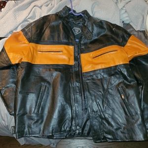 Diamond Plate Genuine Leather Motorcycle Jacket 2XL